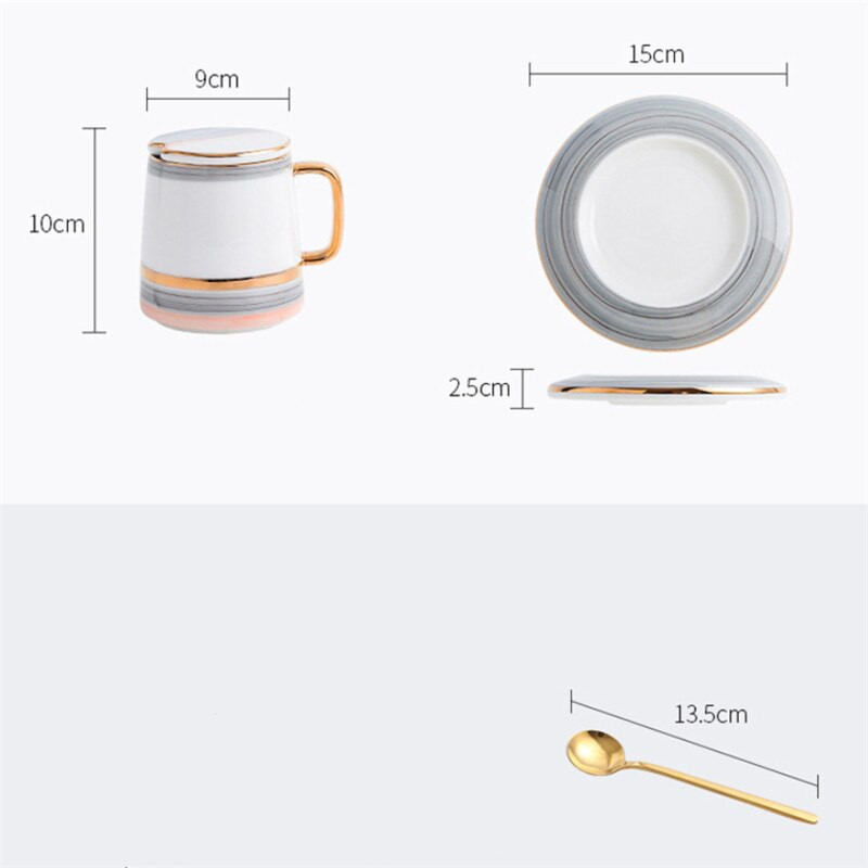 Európai Pearl Glaze kerámia kávéscsésze fedővel csészealj kanál szett Egyszerű porcelán tejes bögre délutáni teáscsésze irodai ital