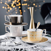 Set de linguri cu farfurii ceașcă de cafea din porțelan în stil nordic, ceașcă de ceai din porțelan pentru cafenea britanică, ceașcă de ceai din ceramică avansată