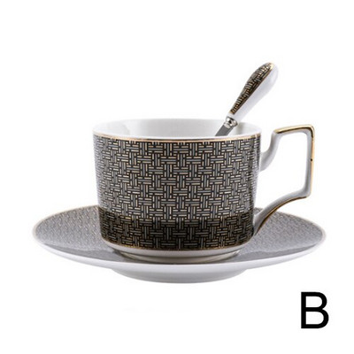 Set de linguri cu farfurii ceașcă de cafea din porțelan în stil nordic, ceașcă de ceai din porțelan pentru cafenea britanică, ceașcă de ceai din ceramică avansată