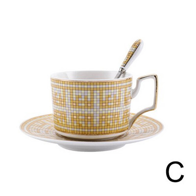 Set de linguri cu farfurii ceașcă de cafea din porțelan în stil nordic, ceașcă de ceai din porțelan pentru cafenea britanică, ceașcă de ceai din ceramică avansată