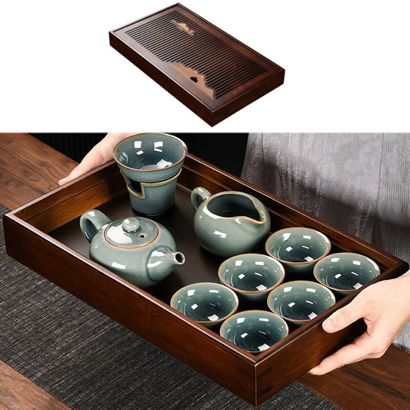 Pladanj za čaj od punog drveta Spremište za vodu Kungfu Ladica za set za čaj Ploča za čaj Blagovaonski stol Posuda za alate za kinesku čajnu ceremoniju