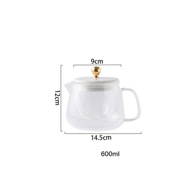 Háztartási magas hőmérsékletnek ellenálló üveg teáskanna tealefolyó szűrővel Teafőző átlátszó üveg délutáni teáskészlet