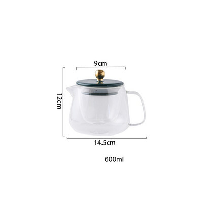 Háztartási magas hőmérsékletnek ellenálló üveg teáskanna tealefolyó szűrővel Teafőző átlátszó üveg délutáni teáskészlet