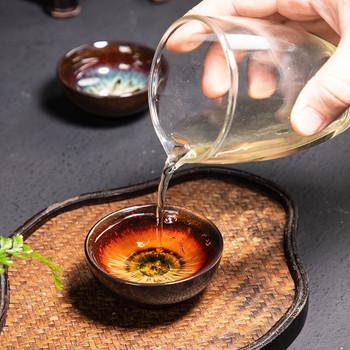 3 бр./компл. Creative Kiln Change Teacup Set Colorful Teacups Pigmented Jianzhan Kung Fu Tea Cups Tea Bowl Drinkware