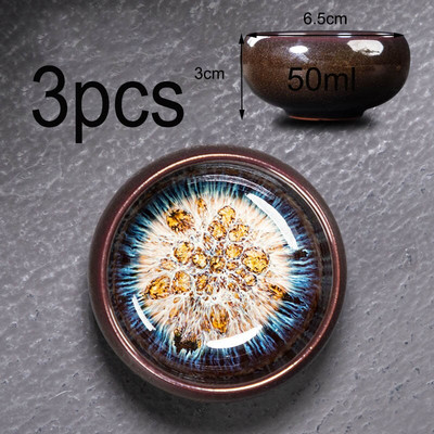 3vnt./rinkinys Creative Kiln Change arbatinukų rinkinys Spalvingi arbatos puodeliai Pigmentuoti Jianzhan Kung Fu arbatos puodeliai Arbatos dubenėlis Gėrimų indai