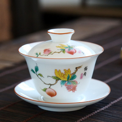 Dehua fehér porcelán Gaiwan nagy kerámia teáskanna 190ml Sancai csésze fedő Kung Fu teáskészlet kerámia teástál