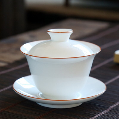 Dehua fehér porcelán Gaiwan nagy kerámia teáskanna 190ml Sancai csésze fedő Kung Fu teáskészlet kerámia teástál