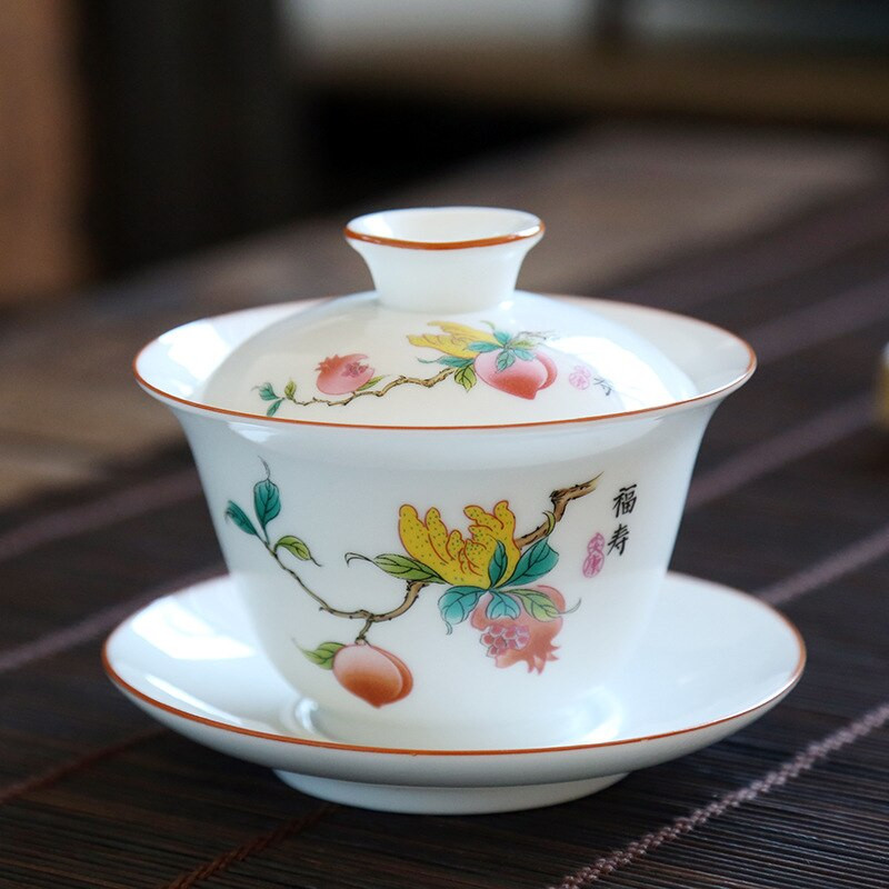Dehua fehér porcelán Gaiwan nagy kerámia teáskanna 190ml Sancai csésze fedő Kung Fu teáskészlet kerámia teástál