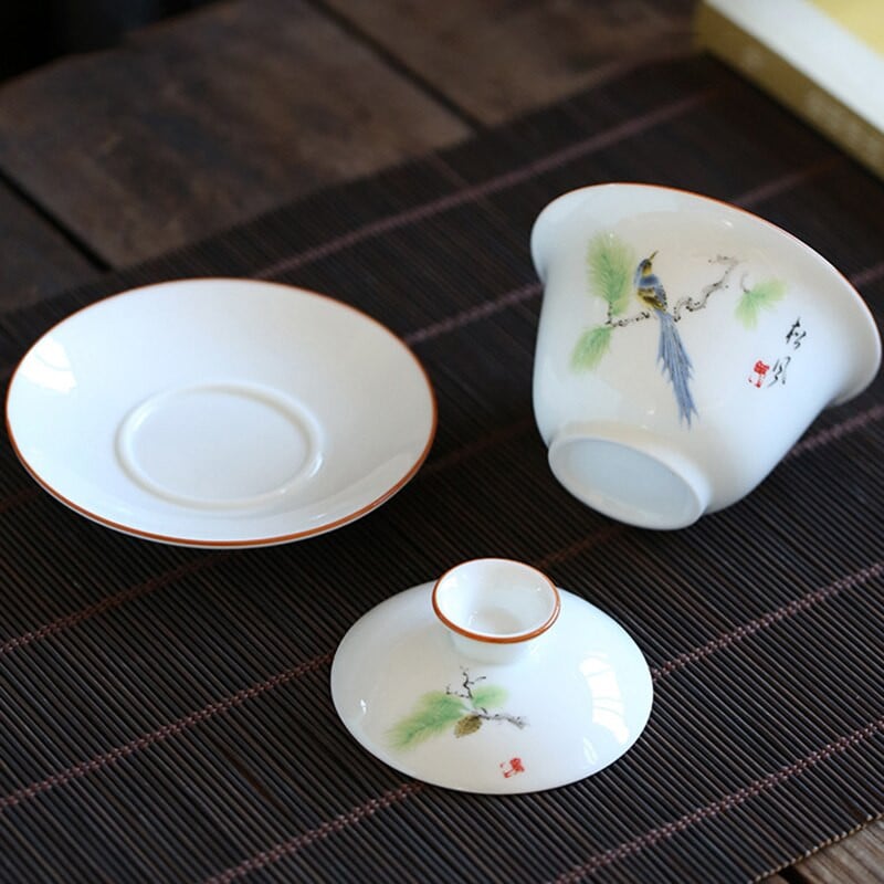 Dehua fehér porcelán Gaiwan nagy kerámia teáskanna 190ml Sancai csésze fedő Kung Fu teáskészlet kerámia teástál