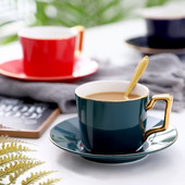 Arany keretű kerámia kávéscsésze Kerámia teáscsésze csészealj kanál készlet Porcelán csésze