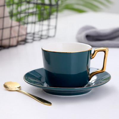 Arany keretű kerámia kávéscsésze Kerámia teáscsésze csészealj kanál készlet Porcelán csésze