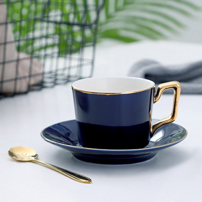 Arany keretű kerámia kávéscsésze Kerámia teáscsésze csészealj kanál készlet Porcelán csésze