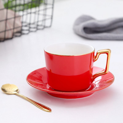 Arany keretű kerámia kávéscsésze Kerámia teáscsésze csészealj kanál készlet Porcelán csésze