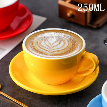 250ml European Style Espresso Cappuccino Flower Cups Κούπα Latte Κεραμικά φλιτζάνια και πιατάκι καφέ υψηλής ποιότητας