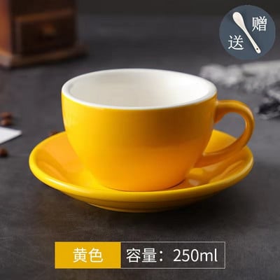 250 ml europietiško espreso kapučino gėlių puodeliai Latte puodeliai Aukštos kokybės keraminiai kavos puodeliai ir lėkštė