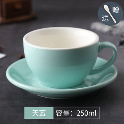 250 ml europietiško espreso kapučino gėlių puodeliai Latte puodeliai Aukštos kokybės keraminiai kavos puodeliai ir lėkštė