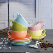 Kávéscsésze matt kerámia bögre Cappuccino Latte porcelán italos edények teáscsészék és csészealj készletek 220 ml-es születésnapi ajándék kávé edénykészletek