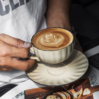 Κεραμικές κούπες καφέ ρετρό φλιτζάνια και σετ πιατάκια Nordic Style Bone China Κύπελλο καφέ Απλά Σετ ποτών Πρωινού Γάλα σερβίτσια