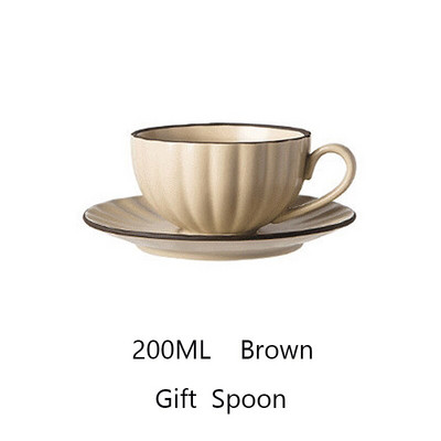 Căni de cafea din ceramică Seturi de căni și farfurioare retro în stil nordic, ceașcă de cafea din China osoasă, băuturi simple, seturi de veselă cu lapte pentru micul dejun