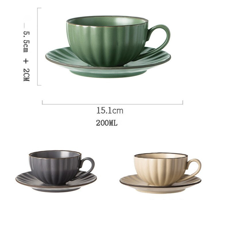 Căni de cafea din ceramică Seturi de căni și farfurioare retro în stil nordic, ceașcă de cafea din China osoasă, băuturi simple, seturi de veselă cu lapte pentru micul dejun