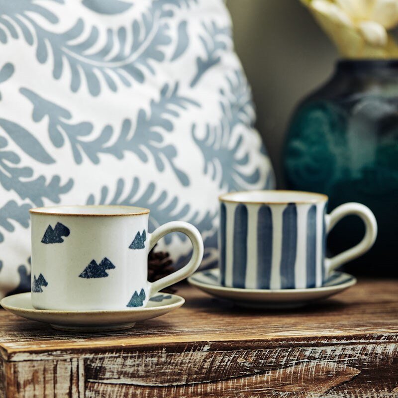 Set ceașcă de cafea și farfurii din ceramică, lucrate manual, în stil japonez, retro, simplă, ceașcă de cafea cu latte, ceașcă de ceai cu lapte, veselă de birou