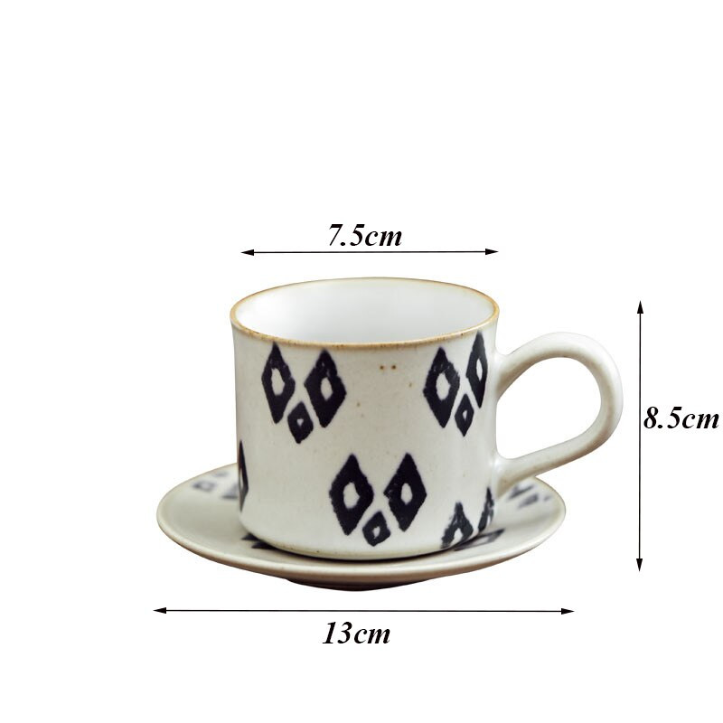 Set ceașcă de cafea și farfurii din ceramică, lucrate manual, în stil japonez, retro, simplă, ceașcă de cafea cu latte, ceașcă de ceai cu lapte, veselă de birou
