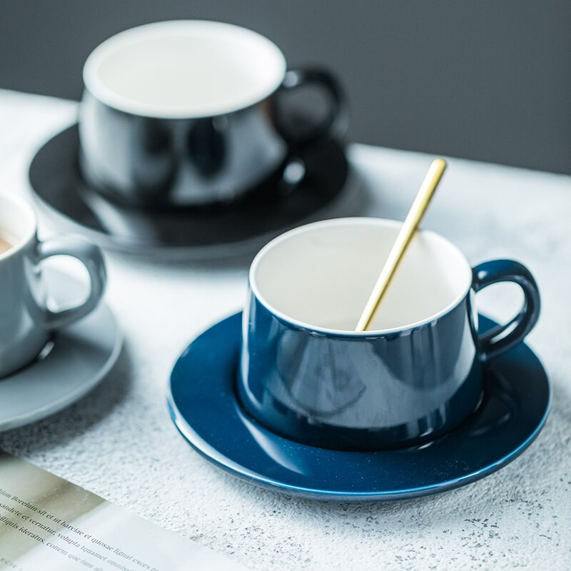 CHANSHOVA 200 ml Modern Simplicity kerámia kávéscsészék és csészealj készlet Porcelán teáscsésze csészealj készlet Pár tejes bögre H557