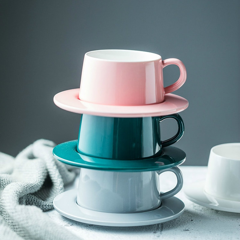 CHANSHOVA 200 ml Modern Simplicity kerámia kávéscsészék és csészealj készlet Porcelán teáscsésze csészealj készlet Pár tejes bögre H557