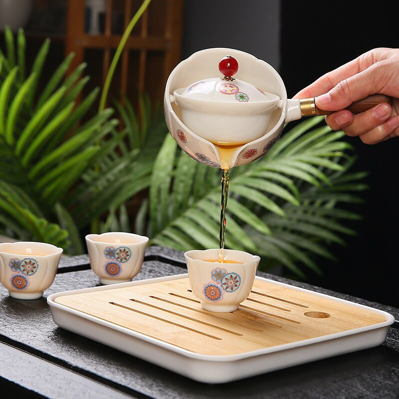 Kínai Kung Fu teáskészlet Utazó teáskészlet Kerámia hordozható teáskészlet teáskanna teafőző Infuser teáscsésze teához