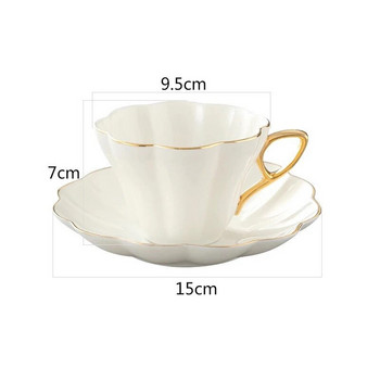 180ml Κεραμικό Κομψό Κόκκαλο China Cup and Saucer Flower with Diacer Λευκή πορσελάνη Phnom Penh Cafe Espresso Cup Κεραμικό πιάτο