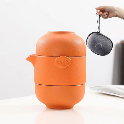 Creative Color Glaze utazási teáskészlet 1 teáskanna 1 teáscsésze kávéscsésze készlet Kerámia csészék és bögrék Puer Tea Leaf Infuser Yixing vízforraló