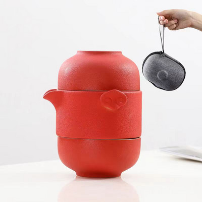 Creative Color Glaze utazási teáskészlet 1 teáskanna 1 teáscsésze kávéscsésze készlet Kerámia csészék és bögrék Puer Tea Leaf Infuser Yixing vízforraló