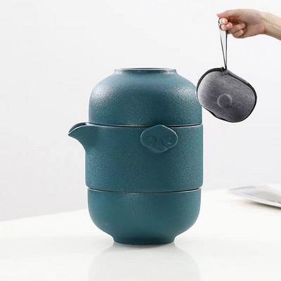 Creative Color Glaze utazási teáskészlet 1 teáskanna 1 teáscsésze kávéscsésze készlet Kerámia csészék és bögrék Puer Tea Leaf Infuser Yixing vízforraló