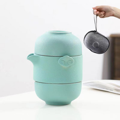 Creative Color Glaze utazási teáskészlet 1 teáskanna 1 teáscsésze kávéscsésze készlet Kerámia csészék és bögrék Puer Tea Leaf Infuser Yixing vízforraló