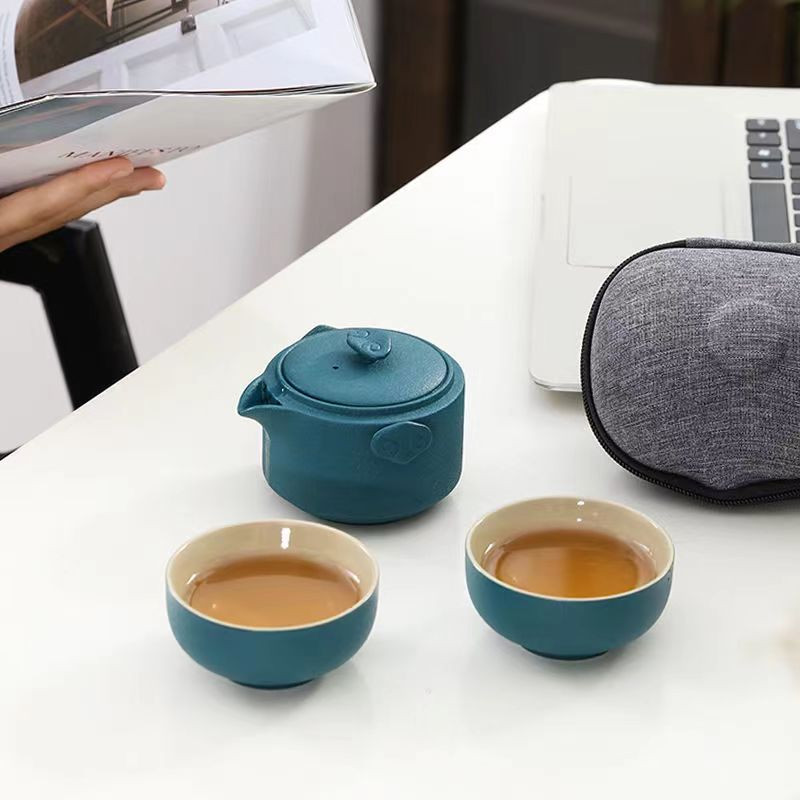 Creative Color Glaze utazási teáskészlet 1 teáskanna 1 teáscsésze kávéscsésze készlet Kerámia csészék és bögrék Puer Tea Leaf Infuser Yixing vízforraló