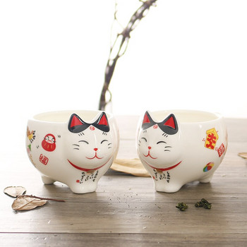Сладък японски порцеланов комплект за чай Lucky Cat Creative Neko Керамична чаша за чай Саксия с цедка Прекрасна чаша за чай Plutus Cat KEDICAT