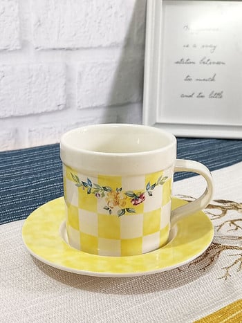 Cutelife Nordic Small Flower Pink Ceramic Cup Diucer Latte Drinking Tea Breakfast Cup Wedding Διακοσμητικό επαναχρησιμοποιούμενο σετ φλιτζάνι καφέ