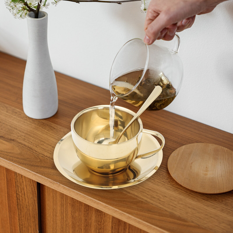 Csésze kávés tea bögre csészék rozsdamentes acél készlet fém eszpresszó csészealjak kanál lattecappuccino teáscsésze tálca Expresso brit csészealjak