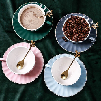 Ευρωπαϊκό Κεραμικό φλιτζάνι καφέ Πνομ Πενχ με πιατάκι και κουτάλι Δημιουργικό φλιτζάνι τσαγιού Απλή κούπα γάλακτος Cappuccino Latte Ποτό