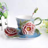 Kreatív bazsarózsa kerámia kávéscsésze edénykanál Bone China kiváló minőségű kávéscsésze nagyon finom luxus és gyönyörű