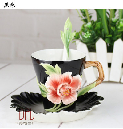 Kreatív bazsarózsa kerámia kávéscsésze edénykanál Bone China kiváló minőségű kávéscsésze nagyon finom luxus és gyönyörű