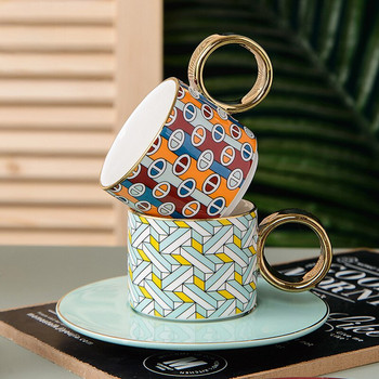 Πολυτελής Κεραμική Κούπα Φλιτζάνι καφέ με Σετ Πιατάκι Χρυσό Σετ Γραφείο Σπίτι Απογευματινό Τσάι Γάλα Νερού Δώρο Προσωπικότητας