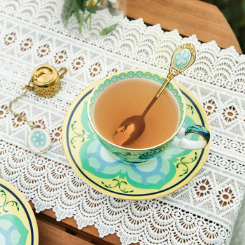 Σετ φλιτζάνι καφέ και πιατάκι European Bone China Teaset απογευματινό βρετανικό τσάι Εξαιρετικό ρετρό κεραμικό κύπελλο εκτύπωσης ζούγκλας Δώρο για το σπίτι