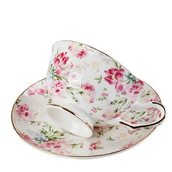 Flower Design European Bone china σετ καφέ Κορυφαίας ποιότητας Φλιτζάνι καφέ από πορσελάνη και πιατάκι Πολυτελή δώρα Μαργαριτάρι γλάσο