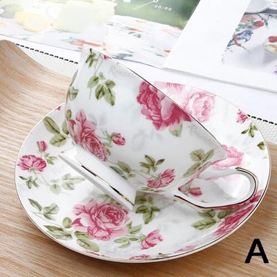 Flower Design European Bone porcelán kávéskészlet Csúcsminőségű Porcelán kávéscsésze és csészealj Luxus ajándékok Gyöngymáz