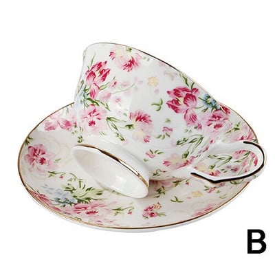 Flower Design European Bone porcelán kávéskészlet Csúcsminőségű Porcelán kávéscsésze és csészealj Luxus ajándékok Gyöngymáz