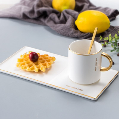 Kreativna zlatna ručka u europskom stilu šalica za kavu šalica za kućanstvo popodnevni čaj večera casual set šalica za kavu i tanjurić