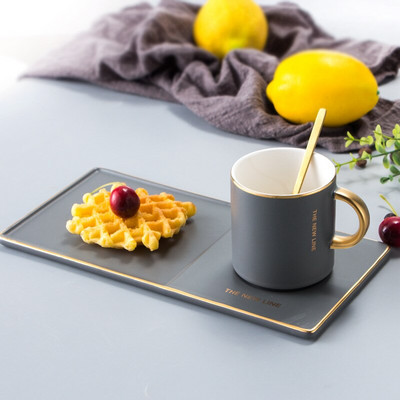 Kreativna zlatna ručka u europskom stilu šalica za kavu šalica za kućanstvo popodnevni čaj večera casual set šalica za kavu i tanjurić