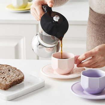 Κεραμικό φλιτζάνι καφέ σκανδιναβικής δημιουργικής γεωμετρίας με πιατάκια μαύρο τσάι Είδη για πάρτι για πάρτι για καφέ κουζίνας Διακόσμηση σπιτιού Δημιουργικά δώρα