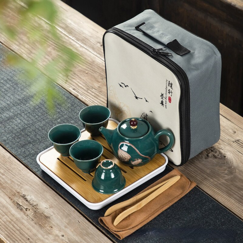 Kelionių aukščiausios klasės Kung Fu arbatos rinkinys Keraminis arbatinuko ir puodelio rinkinys